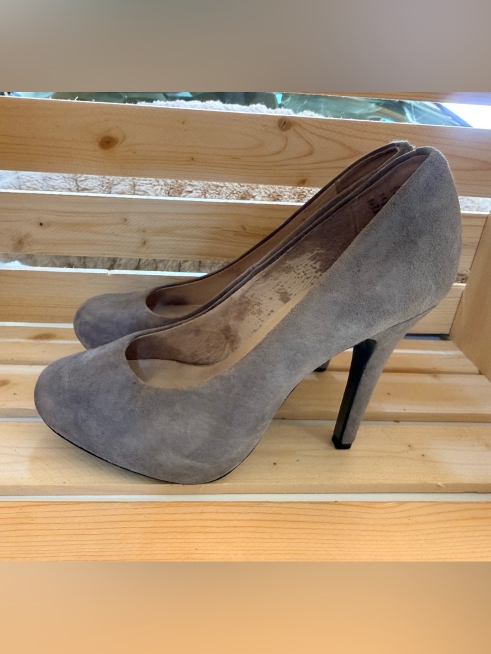 Hush Puppies Taupe Suede High Heel Pumps